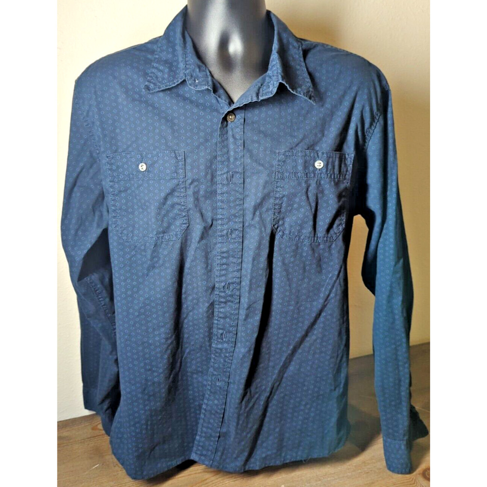 Wrangler Casual Button Up Cotton Shirt Dark Blue Size Large